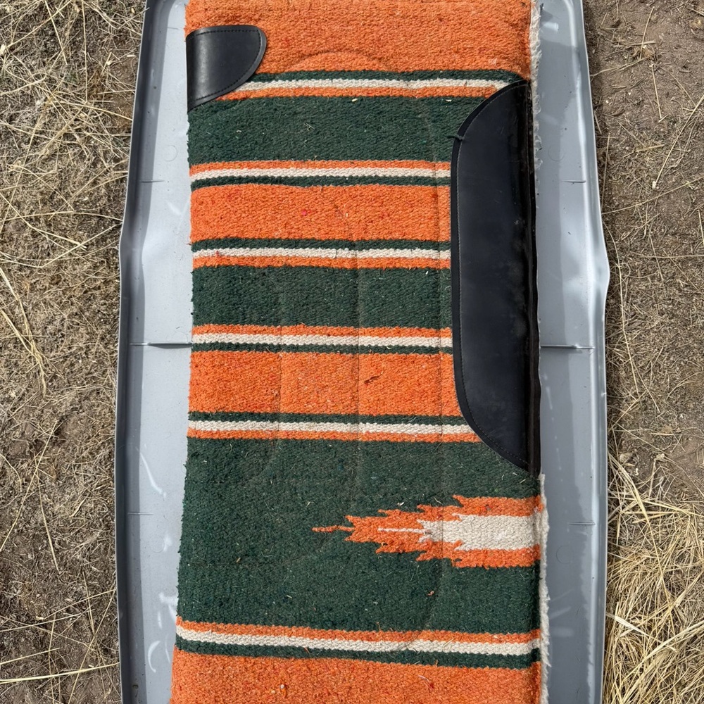 Striped Orange and Green Saddle Pad